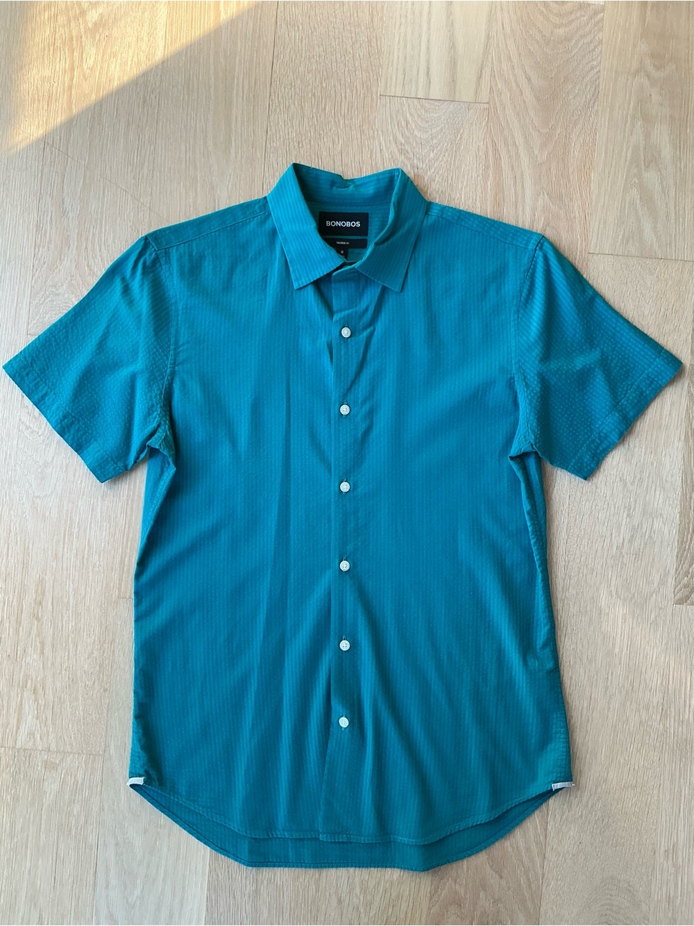 Bonobos Riviera Tailored Fit Short Sleeve Teal Green Shirt Men’s Medium